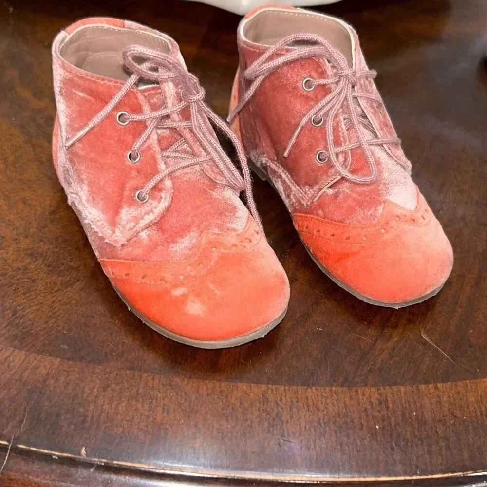 Eli velvet baby boots coral orange sz 24